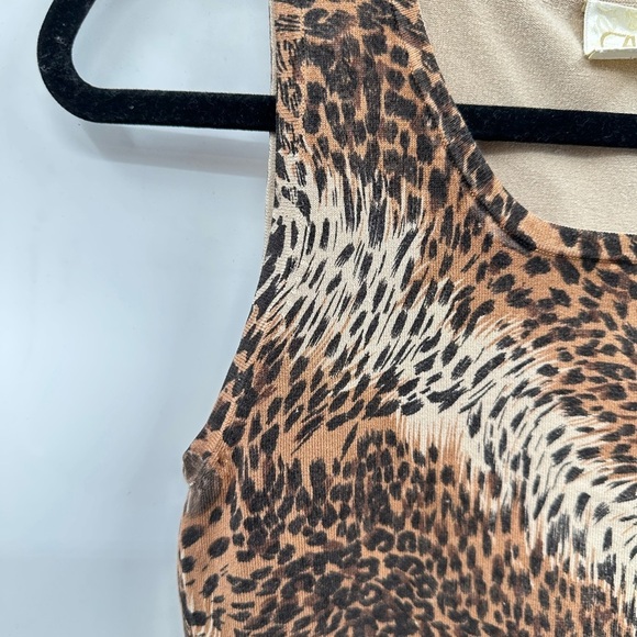 Y2K VTG CACHE SILK CHEETAH stretch sophisticated classic coastal grandma tank M - Picture 7 of 10